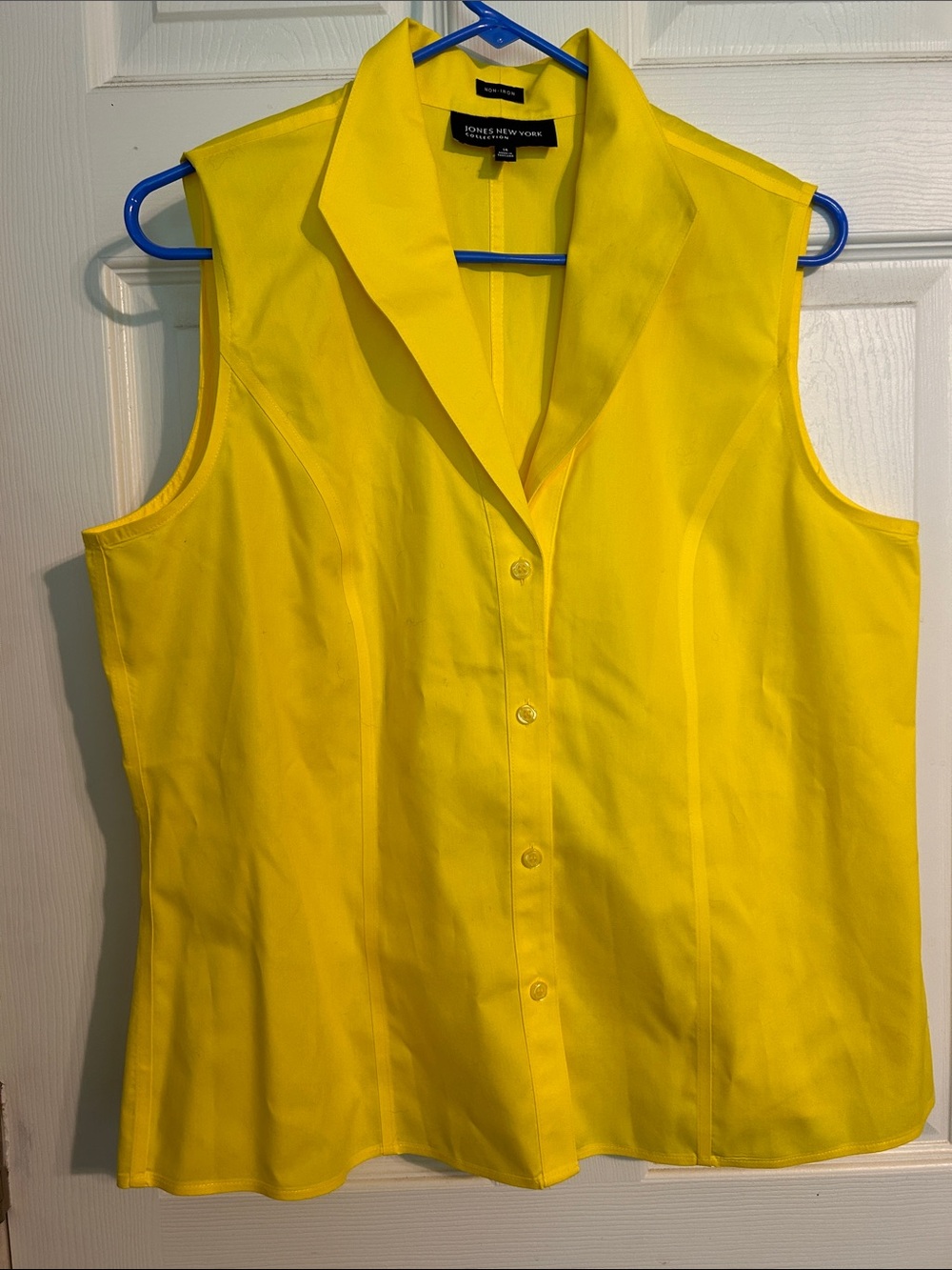 Jones New York Bright Yellow Sleeveless Button-Down Blouse